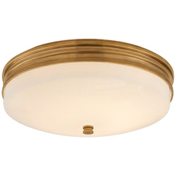 Chapman & Myers Launceton Small Flush Mount in Antique-Burnished Brass with White Glass
