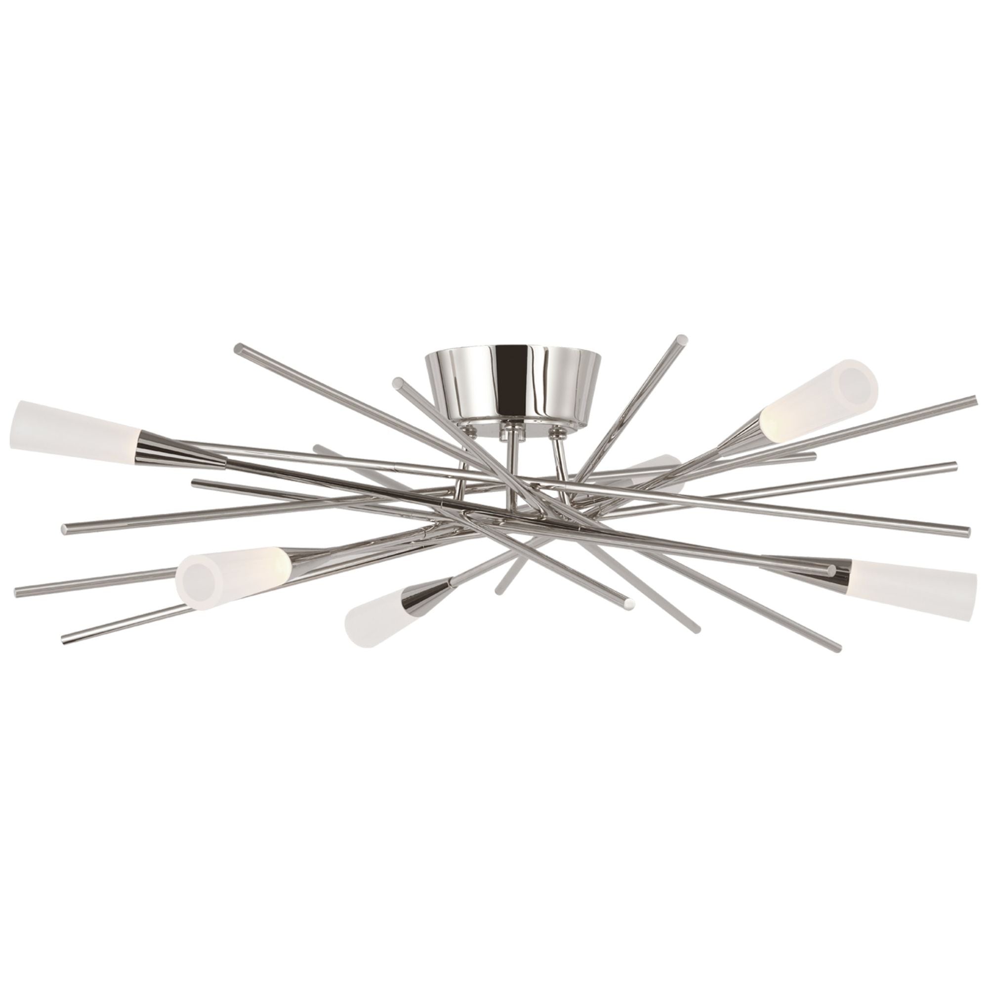 Chapman & Myers Stellar Flush Mount in Polished Nickel with Frosted Acrylic Ceiling Light W28" x H7.75"