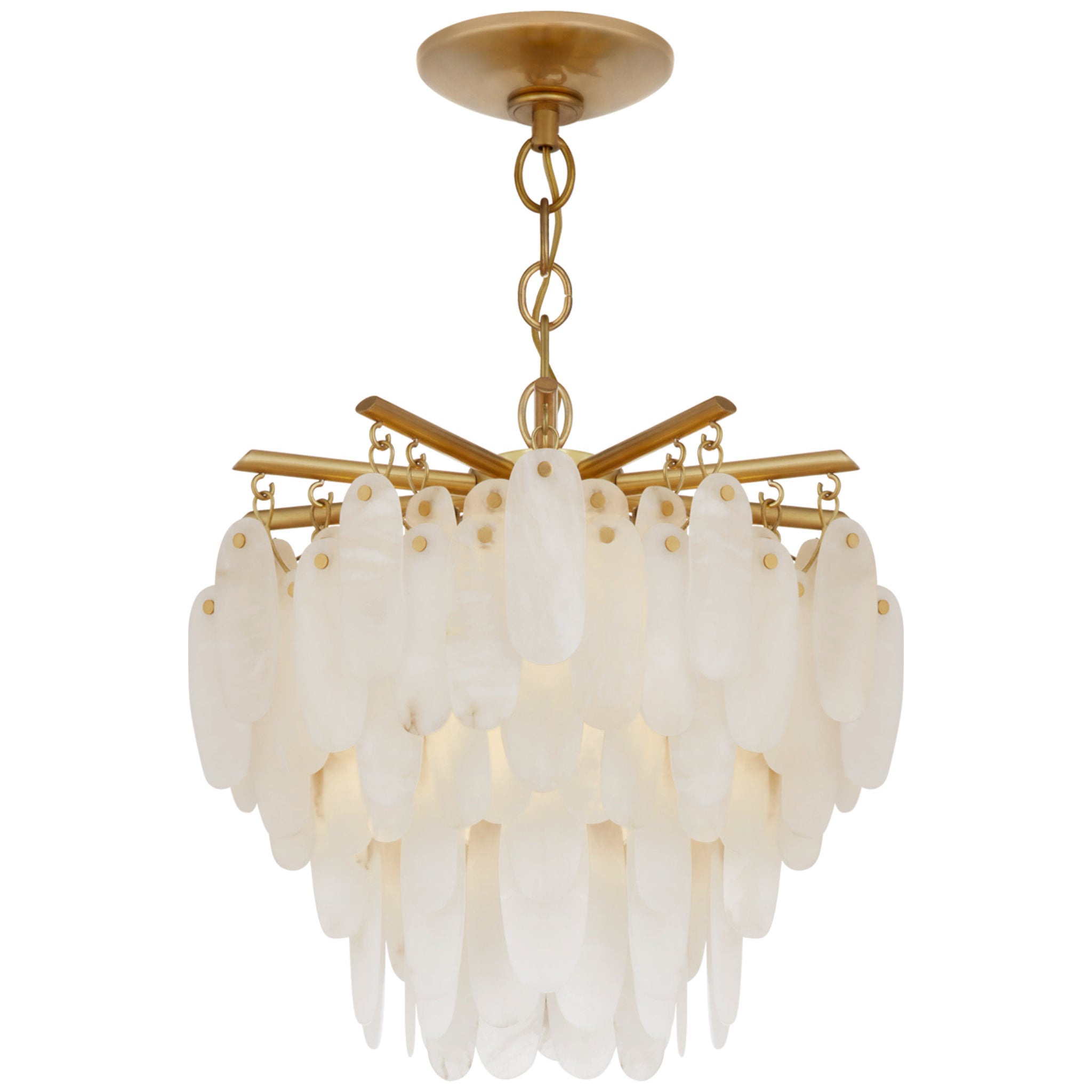 Chapman & Myers Cora Medium Semi-Flush Mount Chandelier in Antique-Burnished Brass with Alabaster Ceiling Light W18.75" x H17.75"