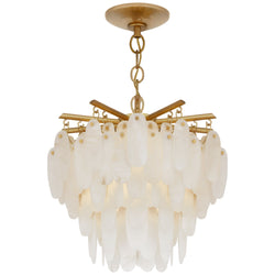 Chapman & Myers Cora Medium Semi-Flush Mount Chandelier in Antique-Burnished Brass with Alabaster