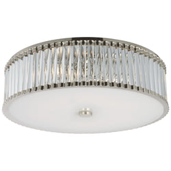 Chapman & Myers Kean 24" Flush Mount in Polished Nickel with Clear Glass Rods and Frosted Glass Diffuser