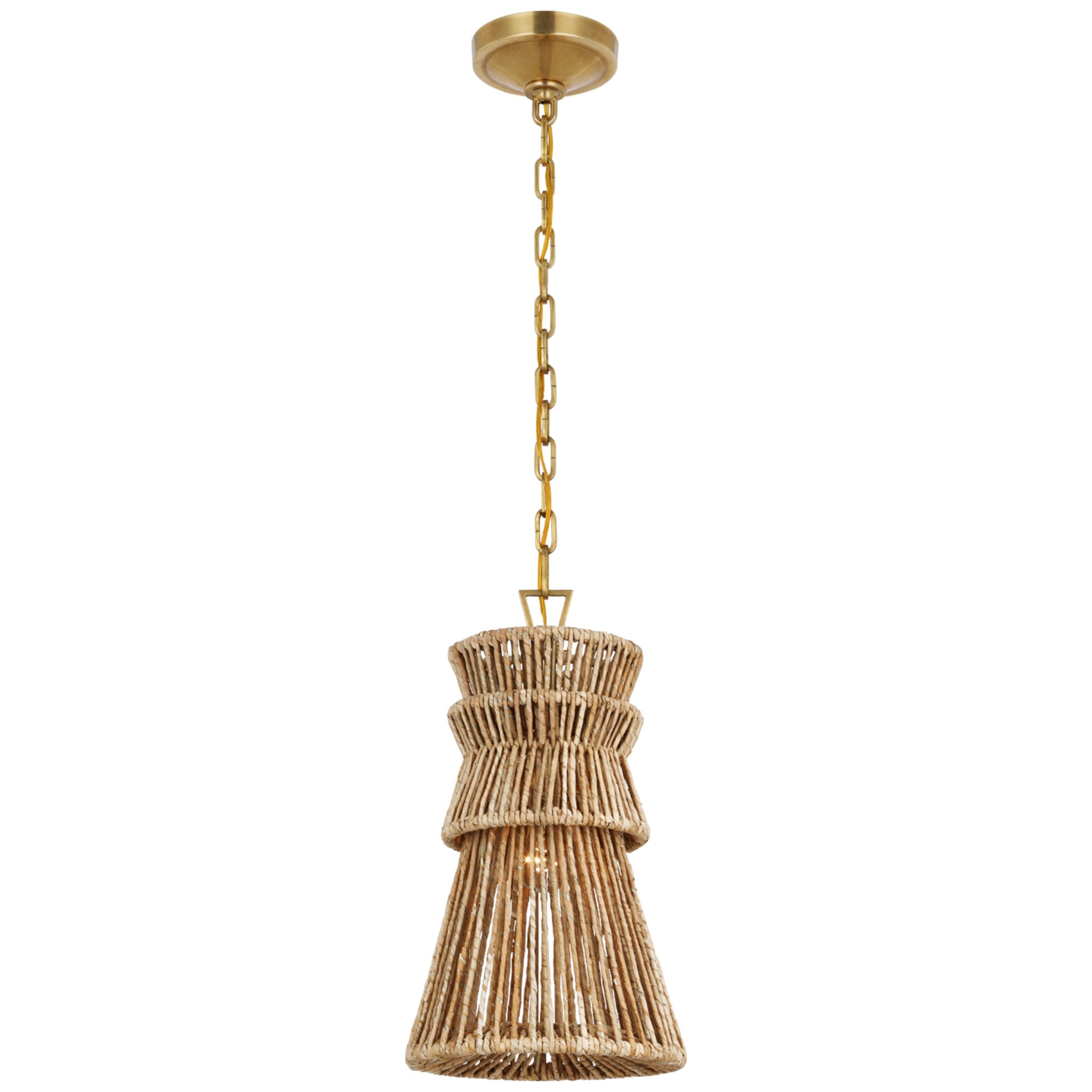 Chapman & Myers Antigua 10" Pendant in Antique-Burnished Brass and Natural Abaca Ceiling Light W10.5" x H18.75"