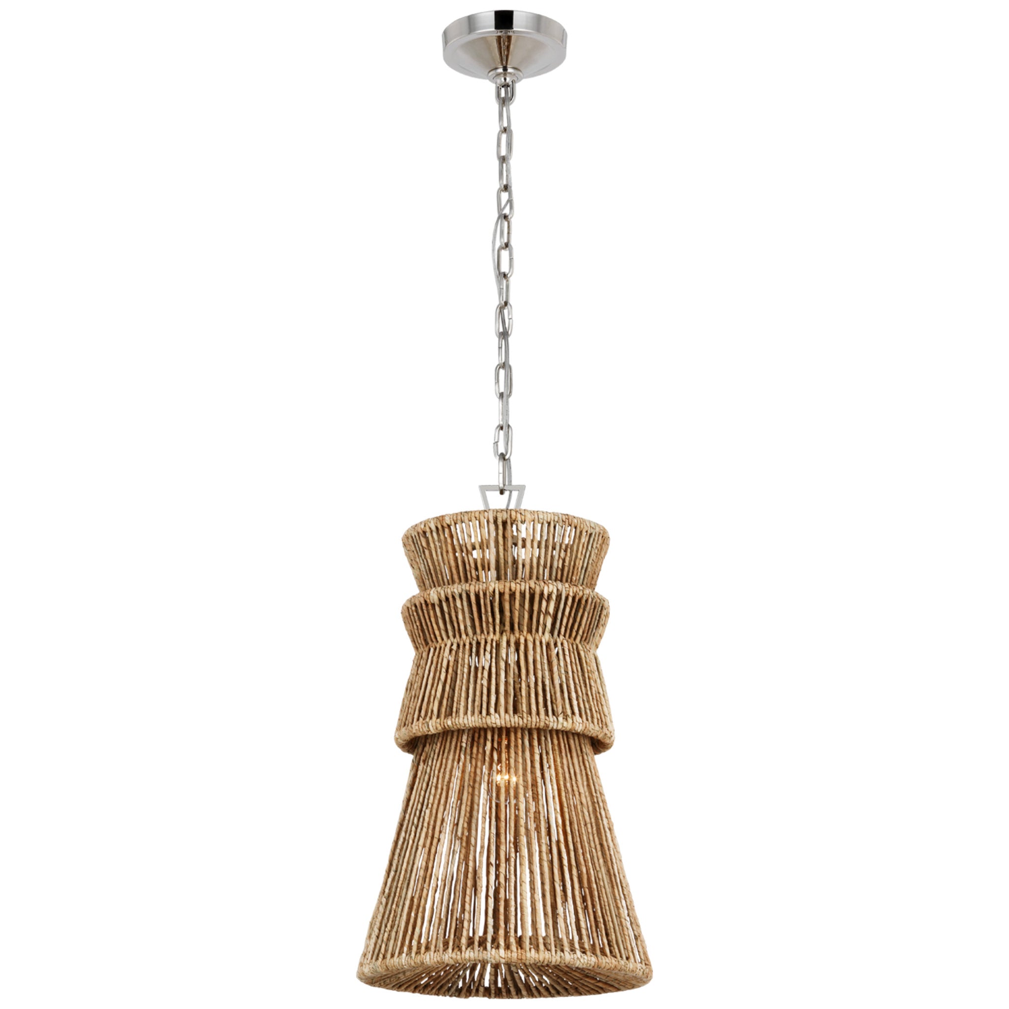 Chapman & Myers Antigua 13" Pendant in Polished Nickel and Natural Abaca