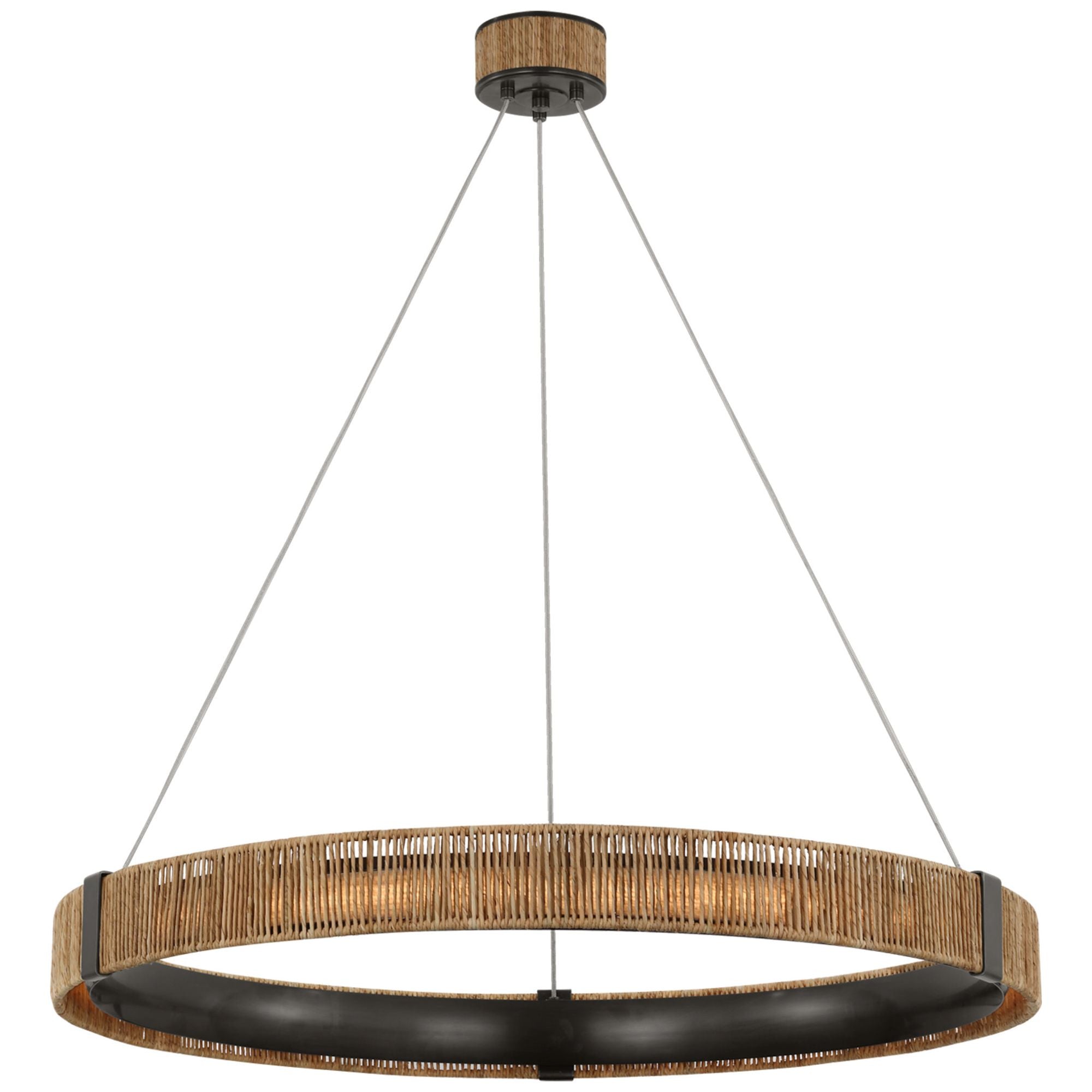 Chapman & Myers Kayden 40" Ring Chandelier in Bronze and Natural Abaca Ceiling Light W40.75"