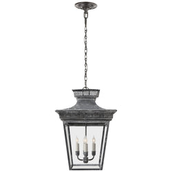 Chapman & Myers Elsinore Medium Hanging Lantern in Weathered Zinc with Clear Glass