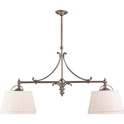 Chapman & Myers Sloane Double Shop Pendant in Antique Nickel with Linen Shades