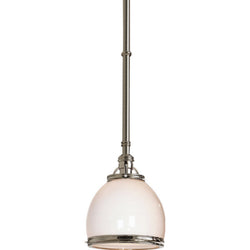 Chapman & Myers Sloane Single Pendant in Polished Nickel with White Glass