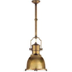 Chapman & Myers Country Industrial Small Pendant in Antique-Burnished Brass with Antique-Burnished Brass Shade