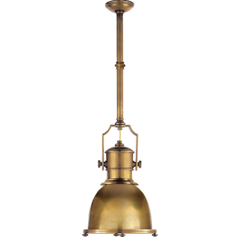 Chapman & Myers Country Industrial Small Pendant in Antique-Burnished Brass with Antique-Burnished Brass Shade