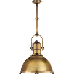 Chapman & Myers Country Industrial Large Pendant in Antique-Burnished Brass with Antique-Burnished Brass Shade