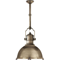 Chapman & Myers Country Industrial Large Pendant in Antique Nickel with Antique Nickel Shade