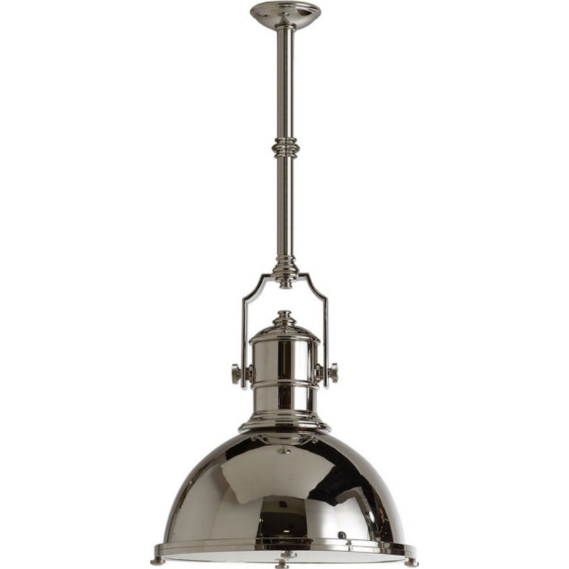Chapman & Myers Country Industrial Large Pendant in Polished Nickel with Polished Nickel Shade