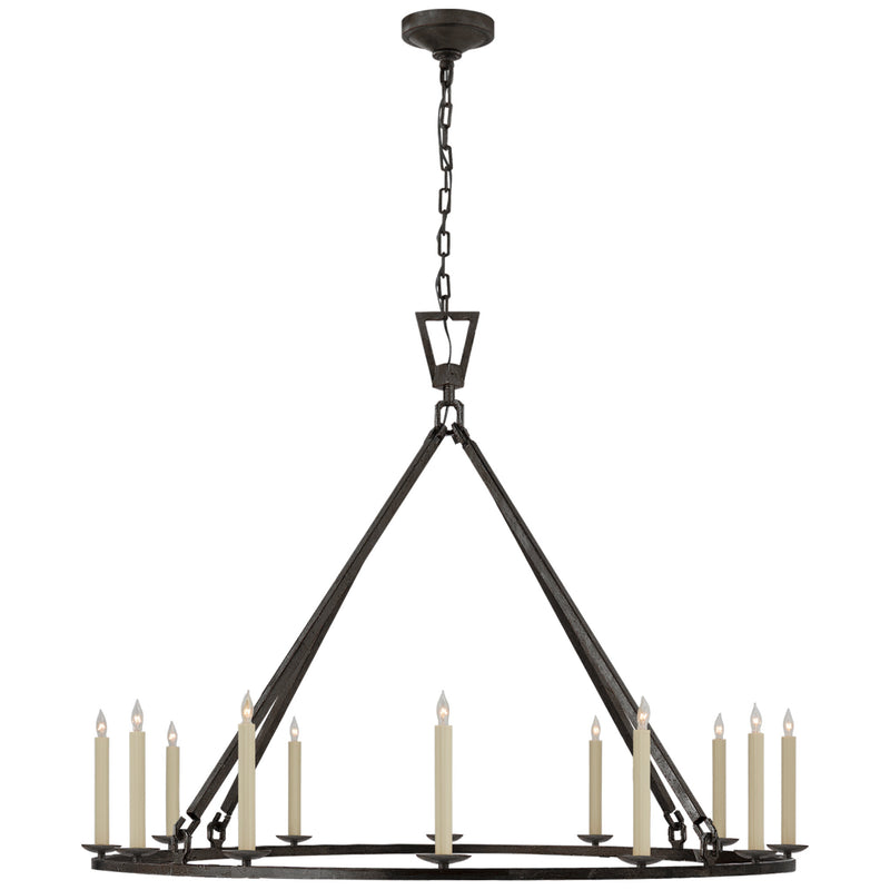 Chapman & Myers Darlana Extra Large Single Ring Chandelier in Aged Iron