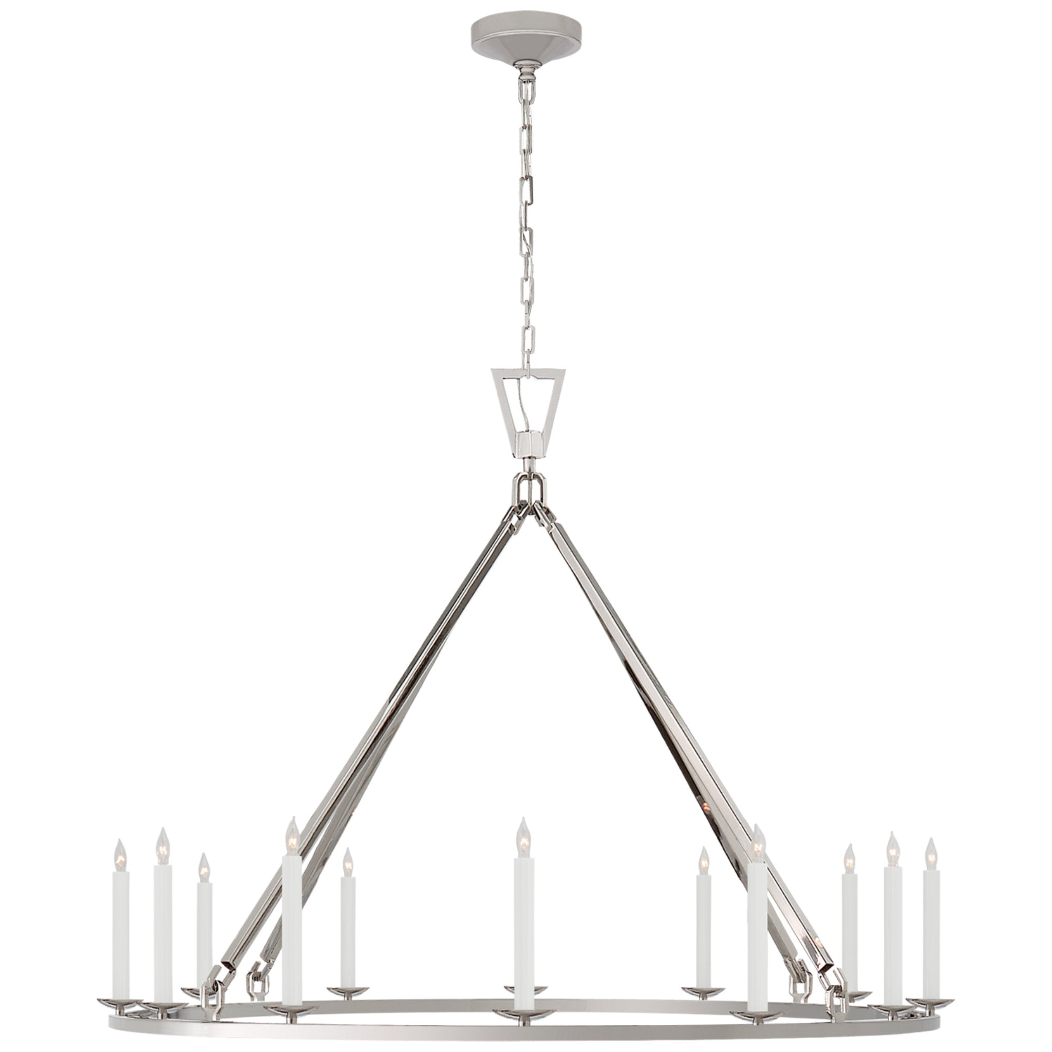 Chapman & Myers Darlana Extra Large Single Ring Chandelier in Polished Nickel