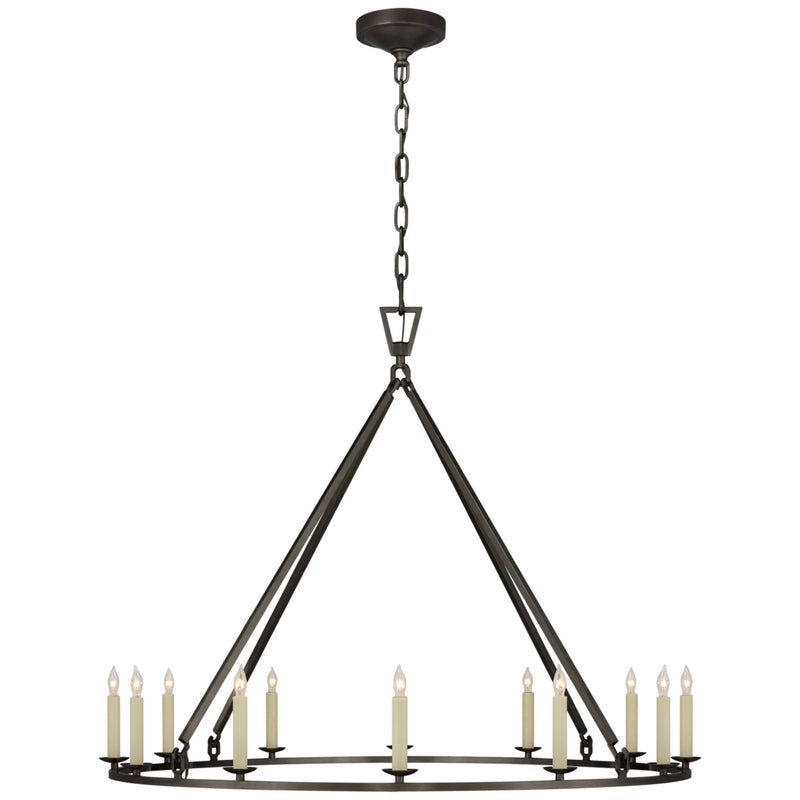 Chapman & Myers Darlana Large Single Ring Chandelier in Aged Iron