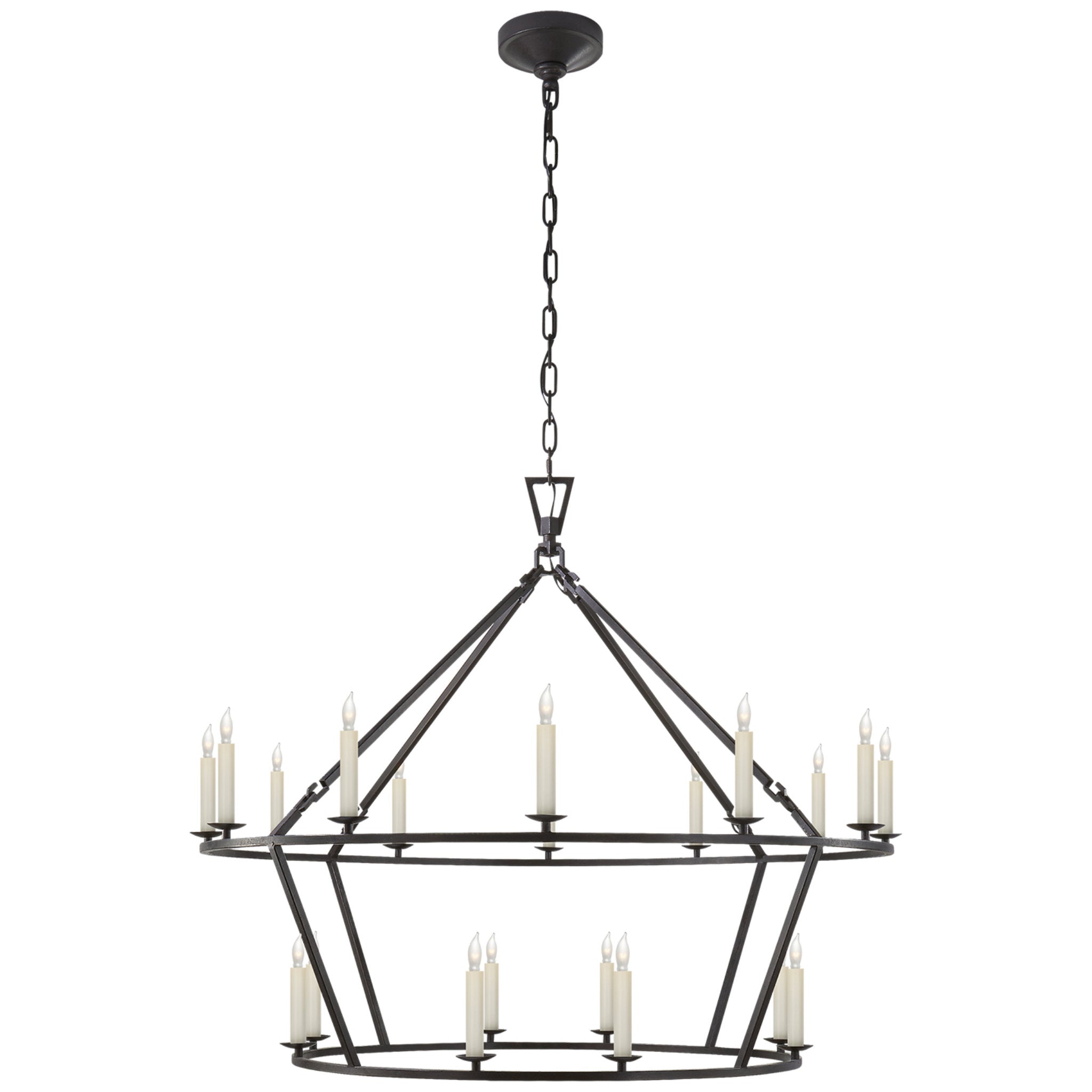 Chapman & Myers Darlana Large Two-Tiered Ring Chandelier in Aged Iron Ceiling Light W40" x H33"