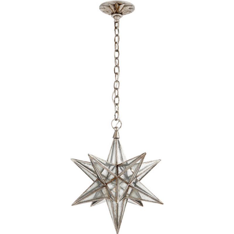 Chapman & Myers Moravian Medium Star Lantern in Burnished Silver Leaf with Antique Mirror
