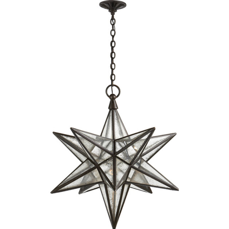 Chapman & Myers Moravian Large Star Lantern in Aged Iron with Antique Mirror