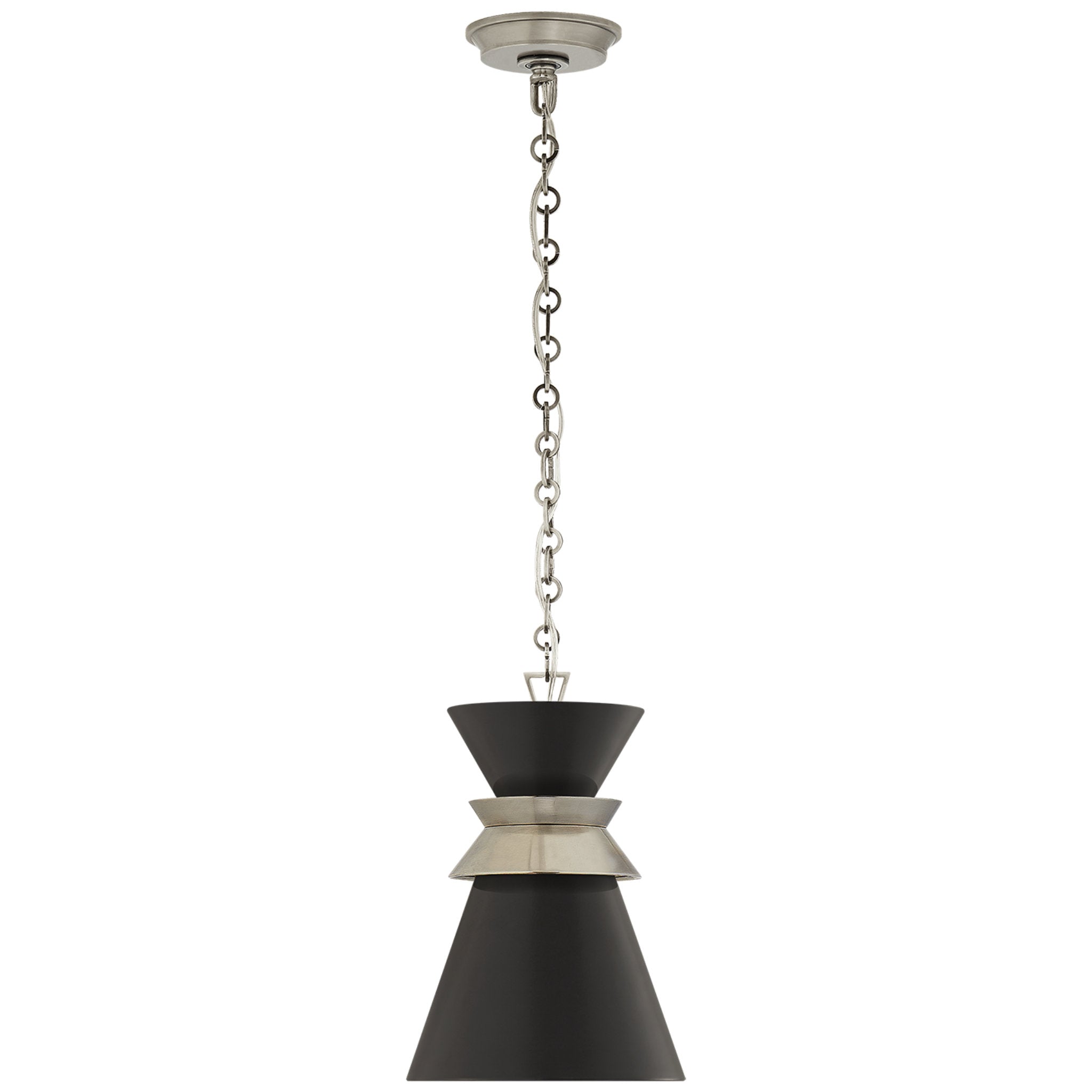 Chapman & Myers Alborg Small Stacked Pendant in Antique Nickel with Matte Black Shade