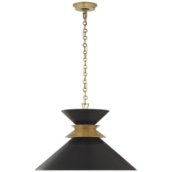 Chapman & Myers Alborg Large Stacked Pendant in Antique- Burnished Brass with Matte Black Shade