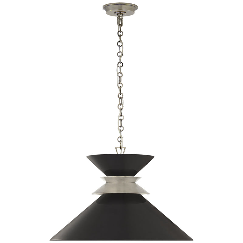 Chapman & Myers Alborg Large Stacked Pendant in Antique Nickel with Matte Black Shade