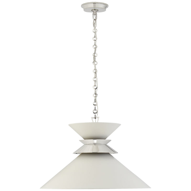 Chapman & Myers Alborg Large Stacked Pendant in Polished Nickel with Matte White Shade