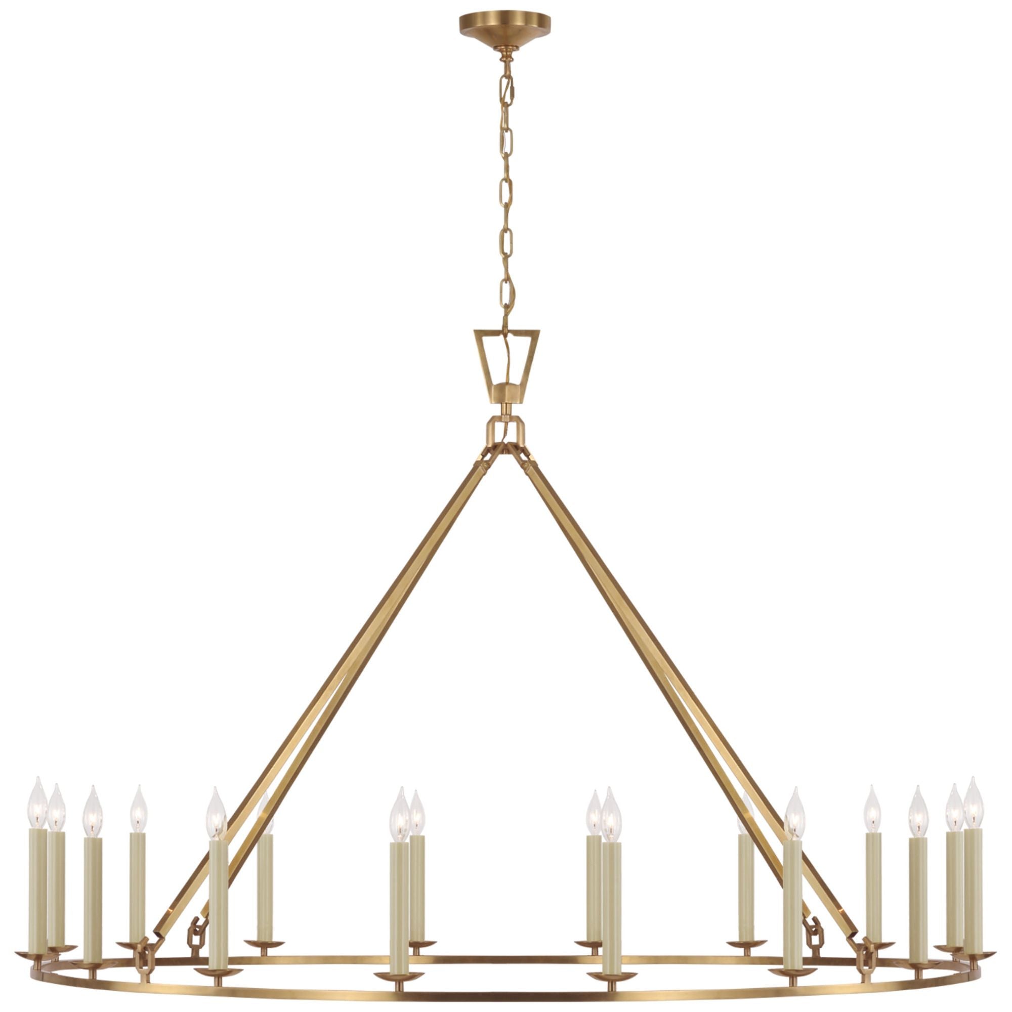 Chapman & Myers Darlana Oversized Single Ring Chandelier in Antique-Burnished Brass Ceiling Light W61.25" x H41.5"