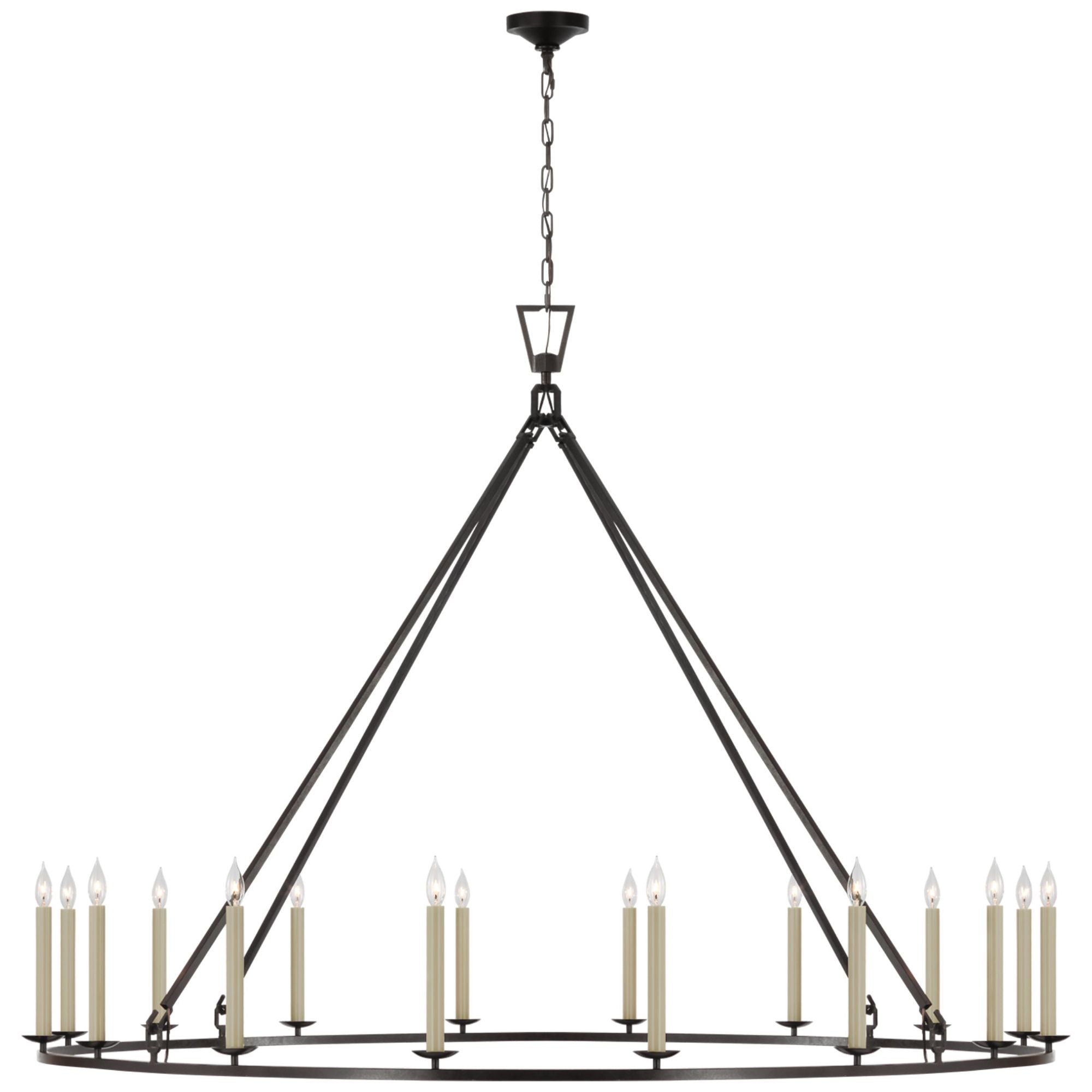 Chapman & Myers Darlana Grande Single Ring Chandelier in Aged Iron Ceiling Light W73" x H53.75"