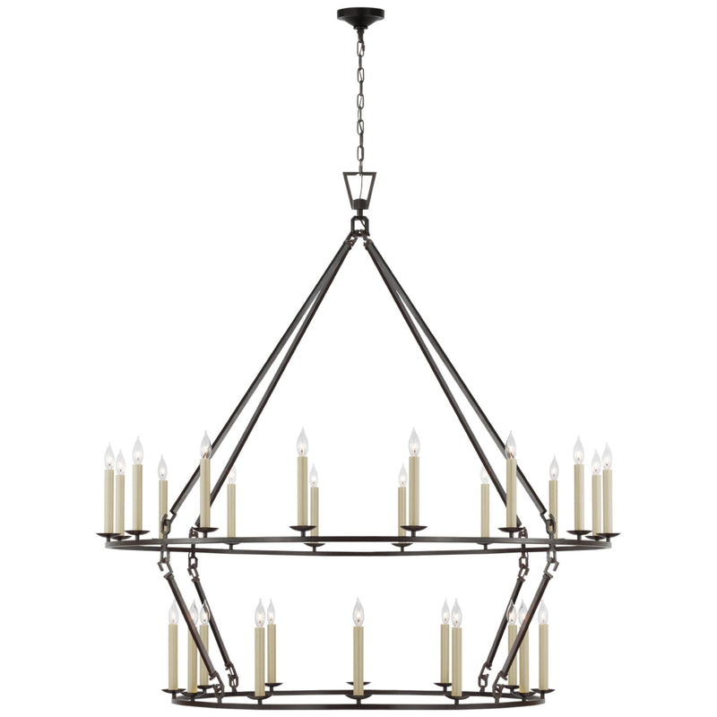 Chapman & Myers Darlana Oversized Two Tier Chandelier in Aged Iron