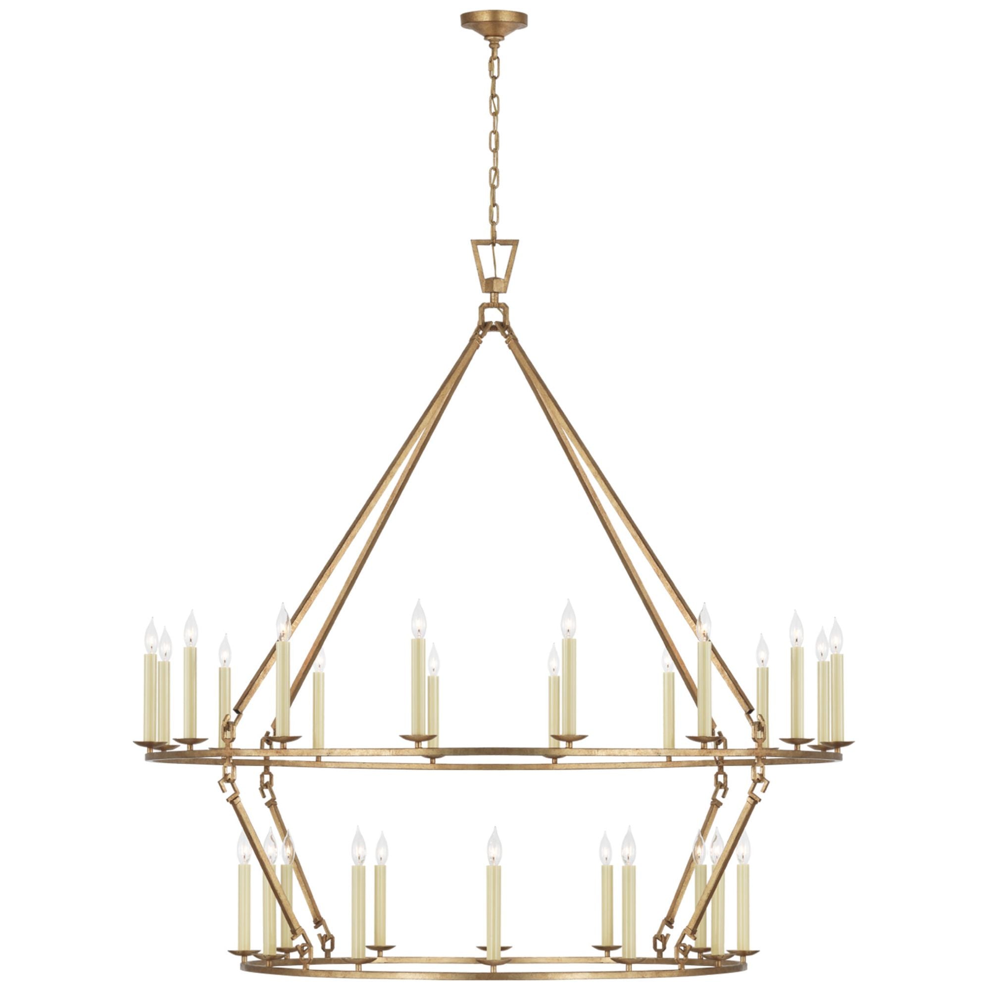 Chapman & Myers Darlana Oversized Two Tier Chandelier in Gilded Iron Ceiling Light W61.25" x H63.5"