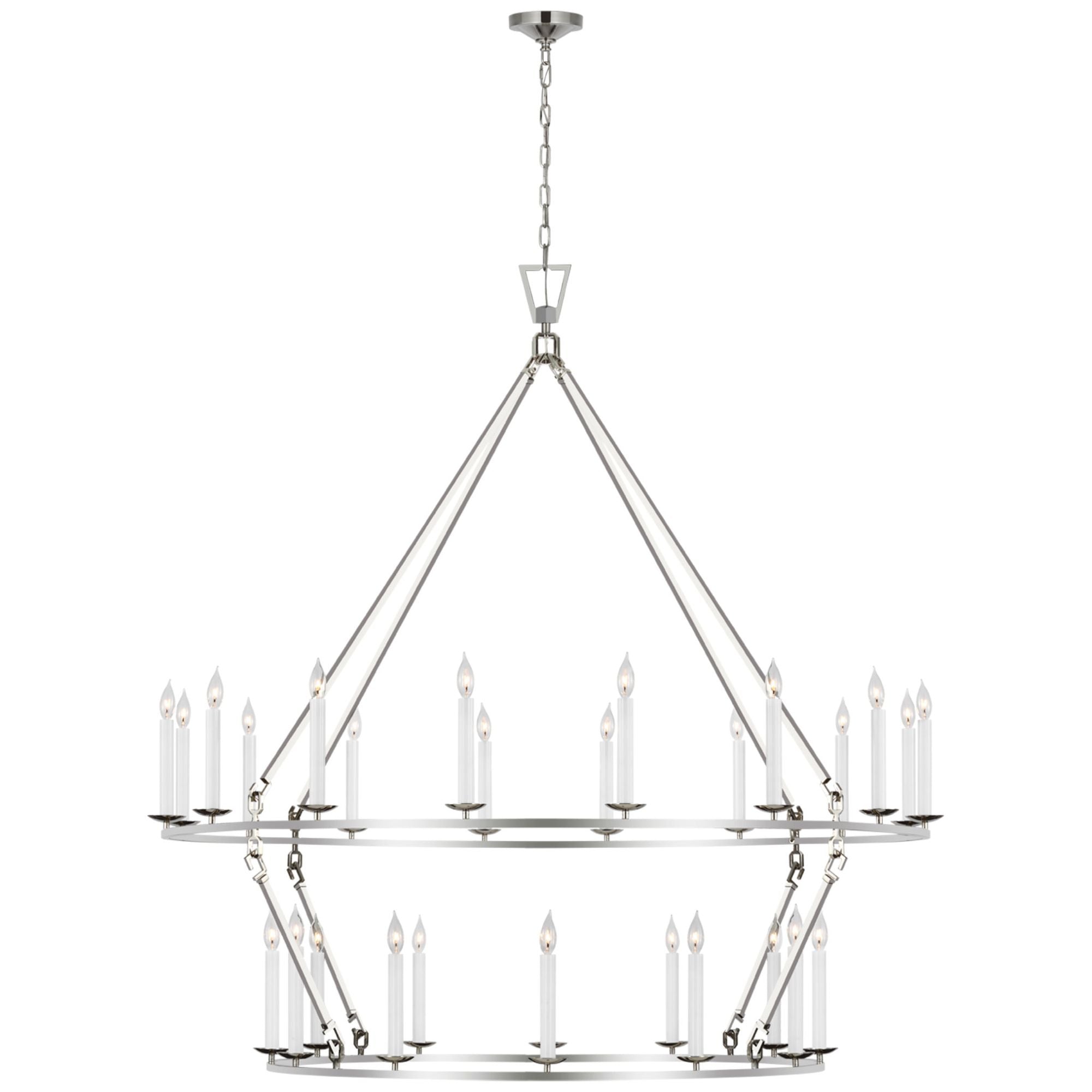 Chapman & Myers Darlana Oversized Two Tier Chandelier in Polished Nickel Ceiling Light W61.25" x H63.5"