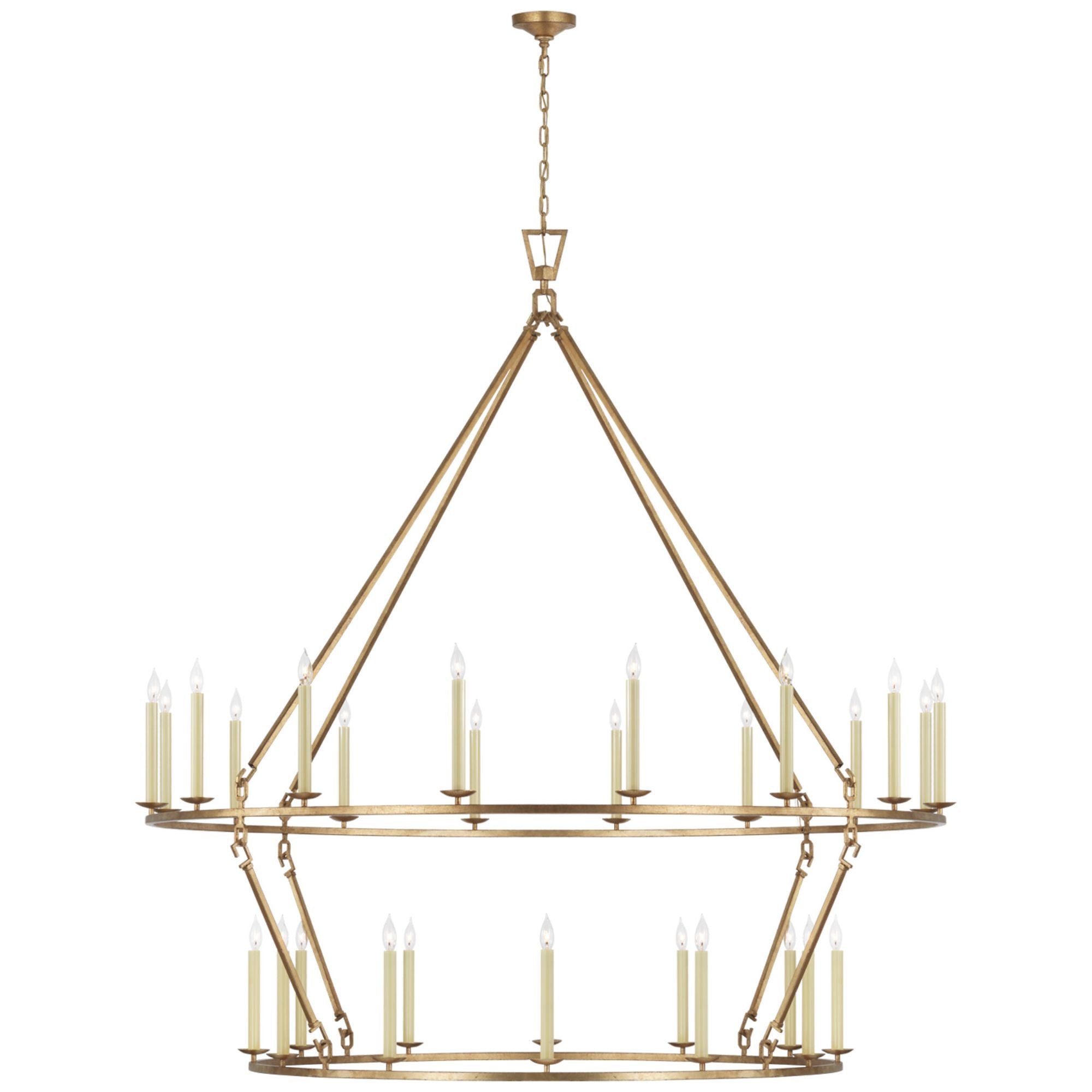 Chapman & Myers Darlana Grande Two Tier Chandelier in Gilded Iron Ceiling Light W73" x H76.5"