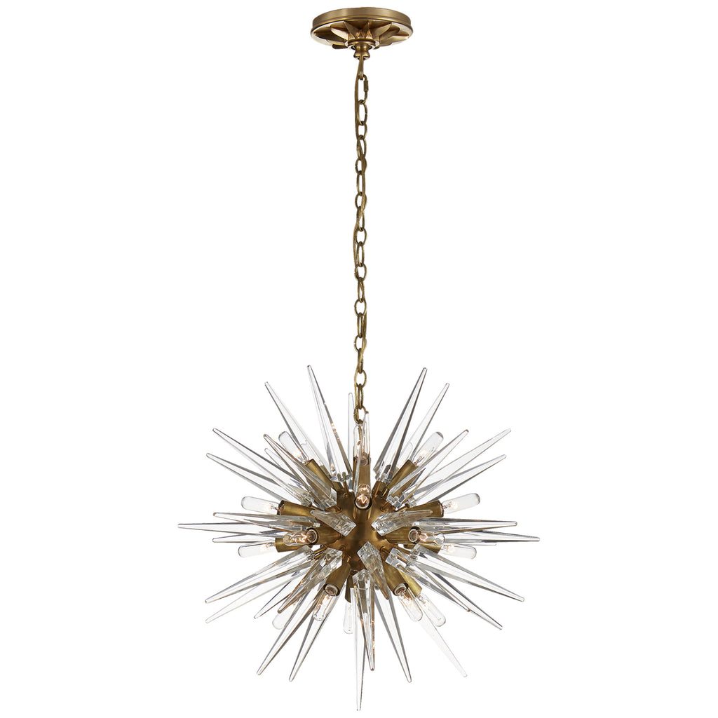 Chapman & Myers Quincy Small Sputnik Chandelier in Antique-Burnished Brass  with Clear Acrylic