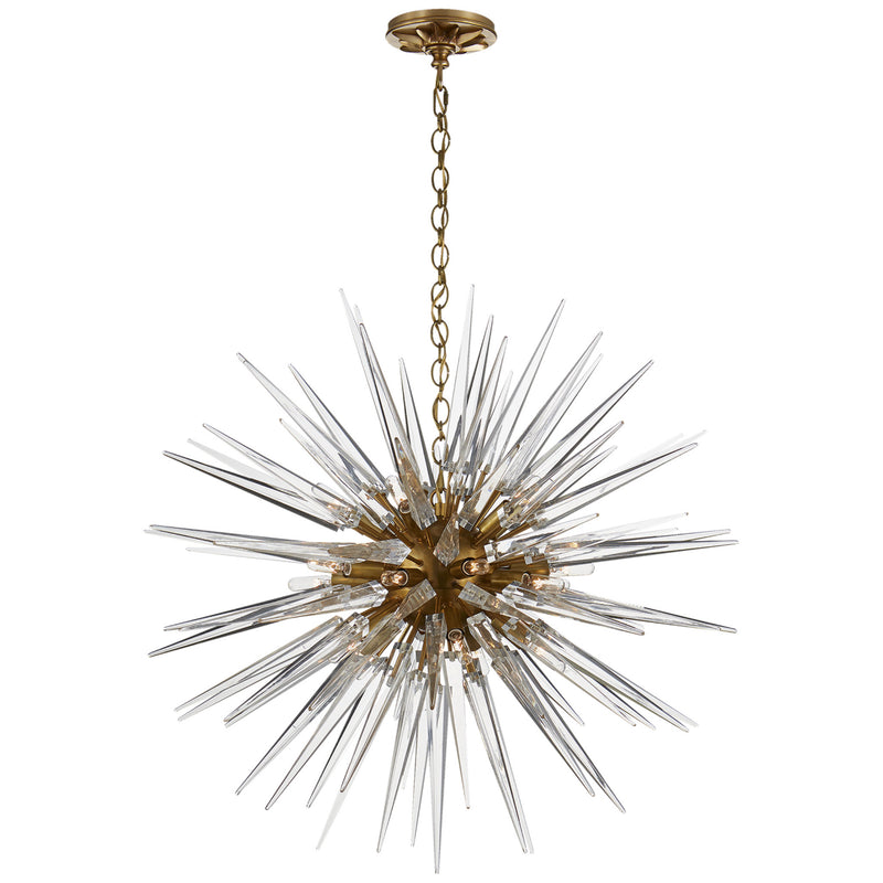 Chapman & Myers Quincy Medium Sputnik Chandelier in Antique-Burnished Brass with Clear Acrylic