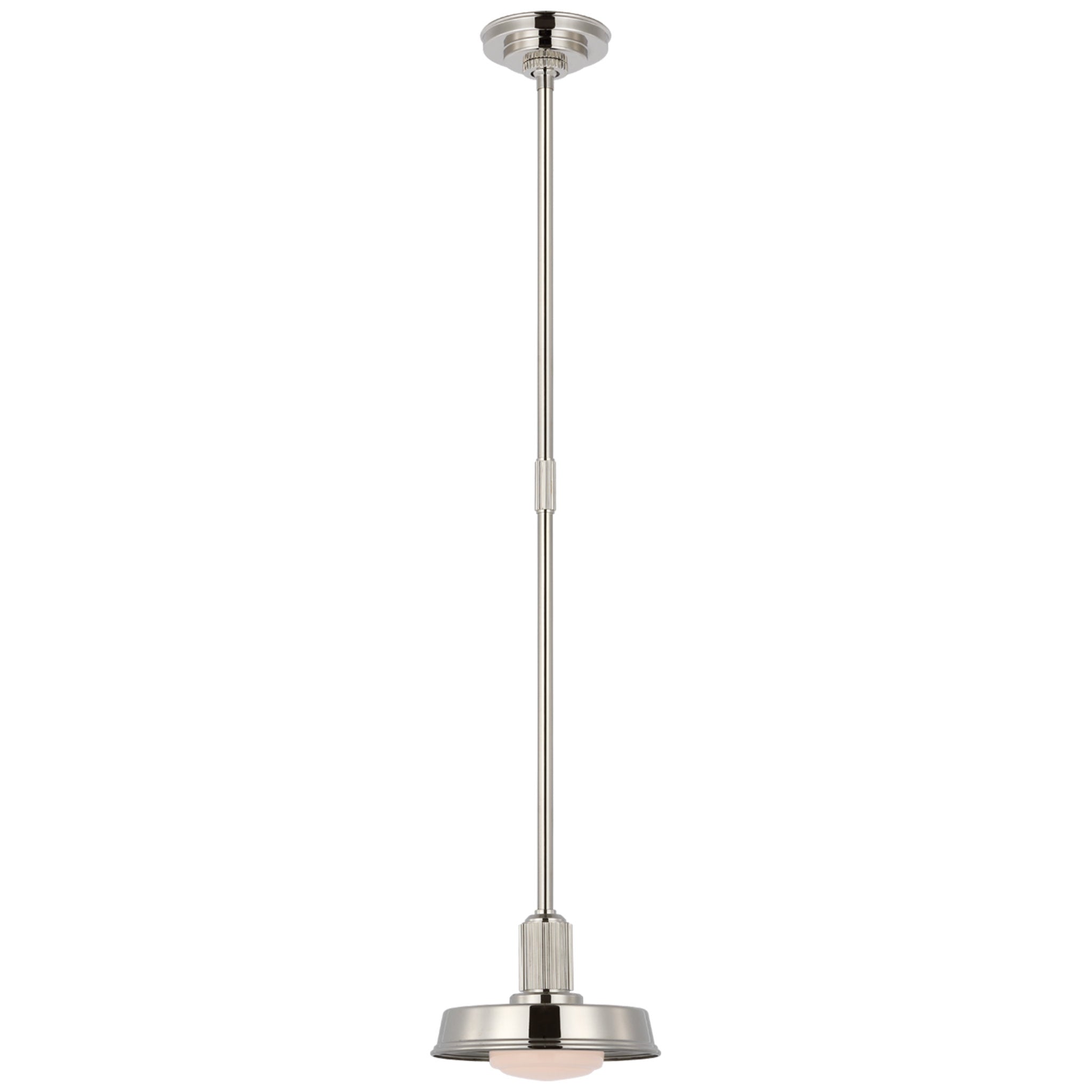 Chapman & Myers Ruhlmann Small 9" Pendant in Polished Nickel with White Glass Ceiling Light W9"