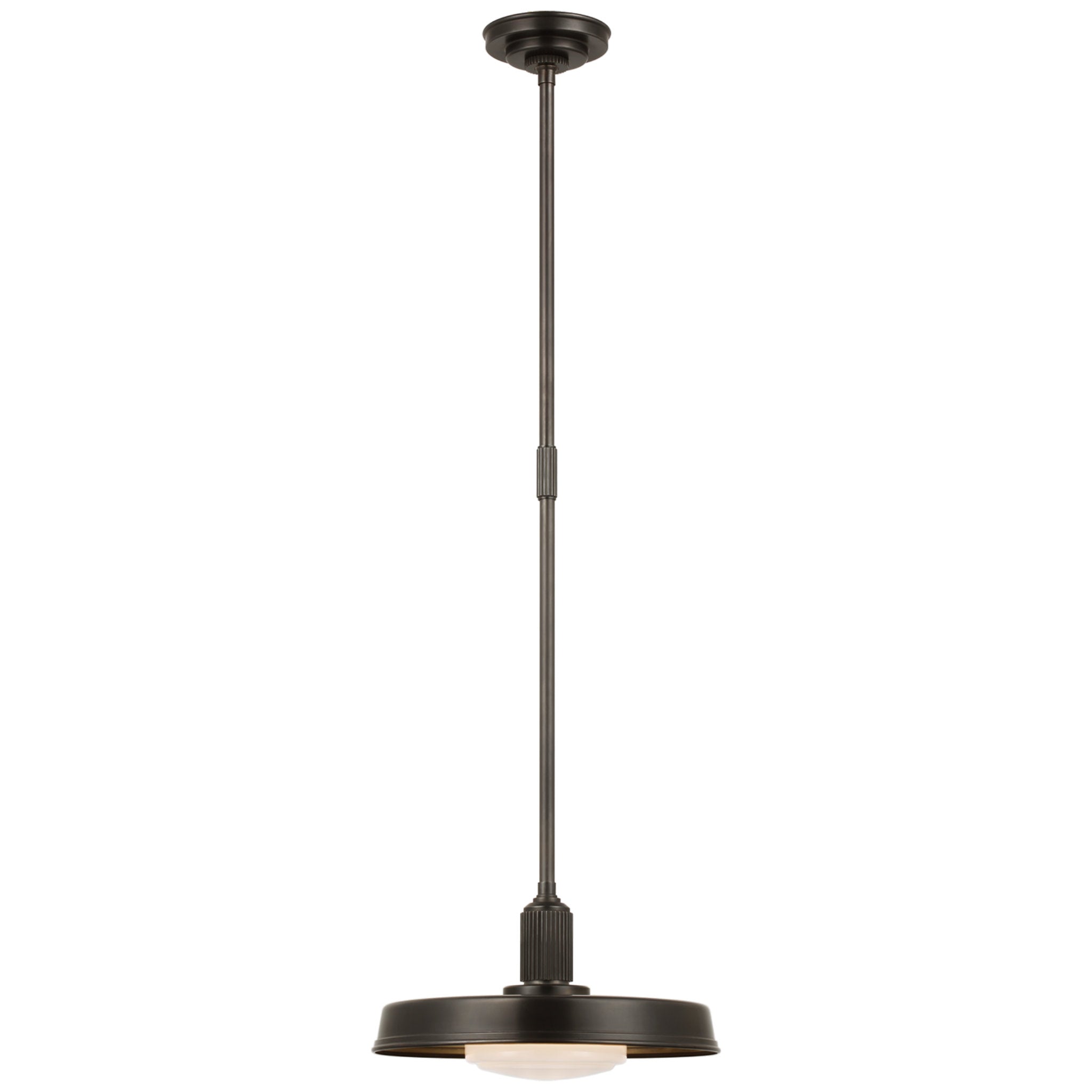 Chapman & Myers Ruhlmann 14" Factory Pendant in Bronze with White Glass and Brass Interior