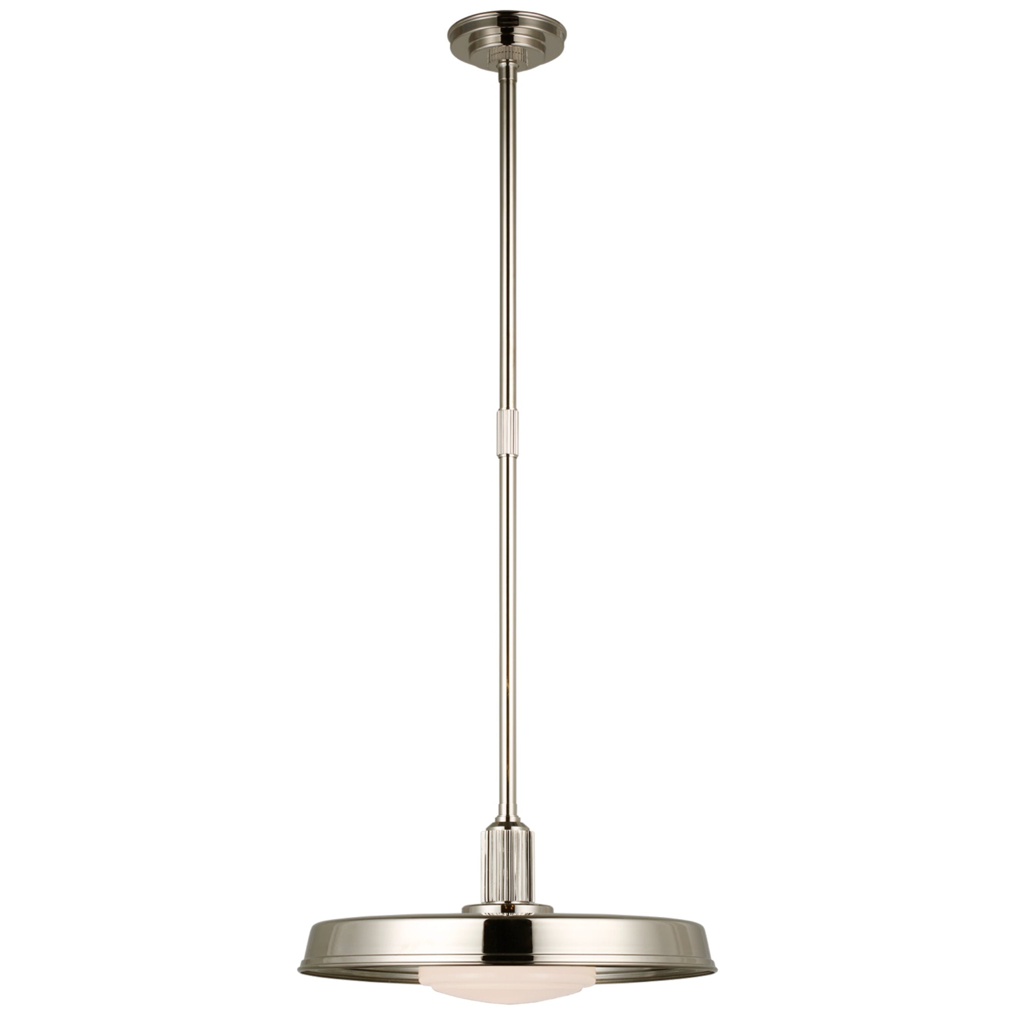 Chapman & Myers Ruhlmann 18" Factory Pendant in Polished Nickel with White Glass Ceiling Light W18"