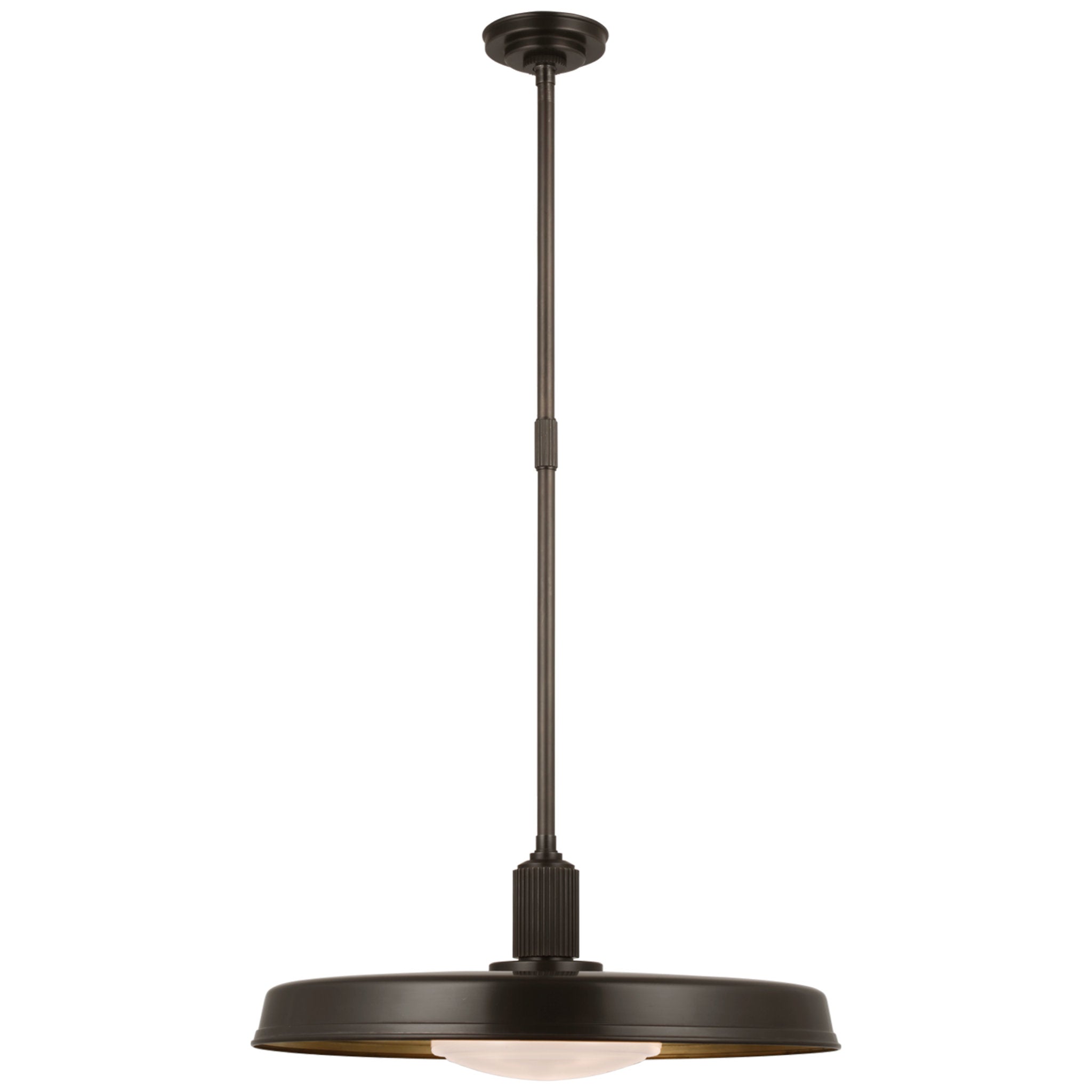 Chapman & Myers Ruhlmann 24" Factory Pendant in Bronze with White Glass and Brass Interior