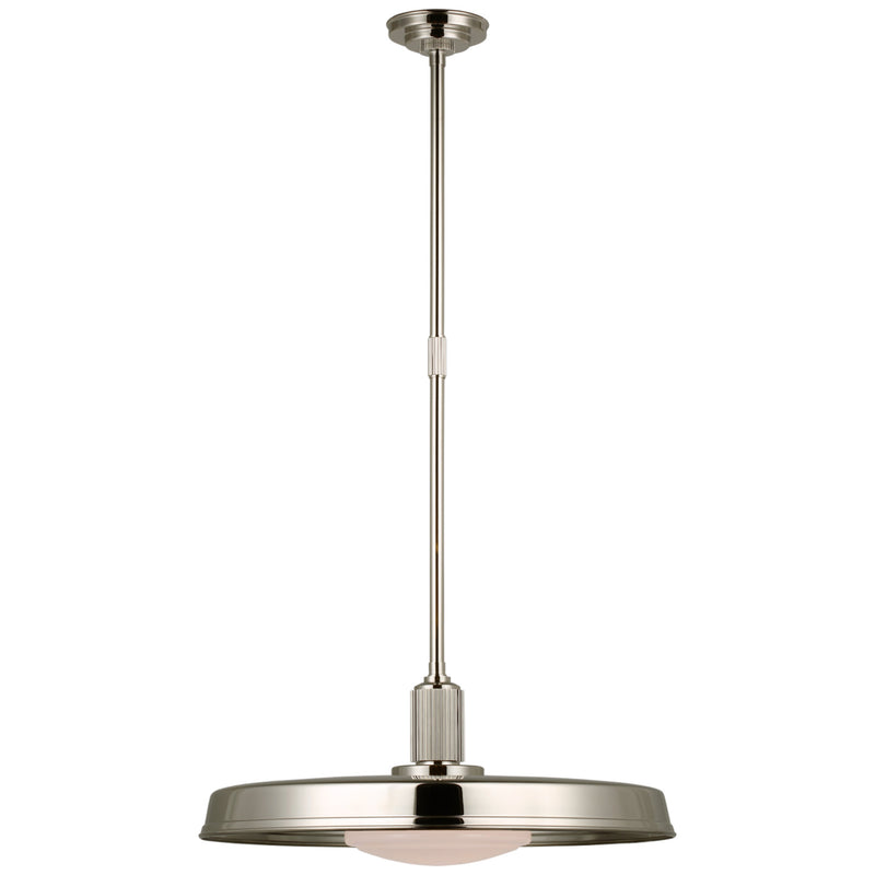 Chapman & Myers Ruhlmann 24" Factory Pendant in Polished Nickel with White Glass