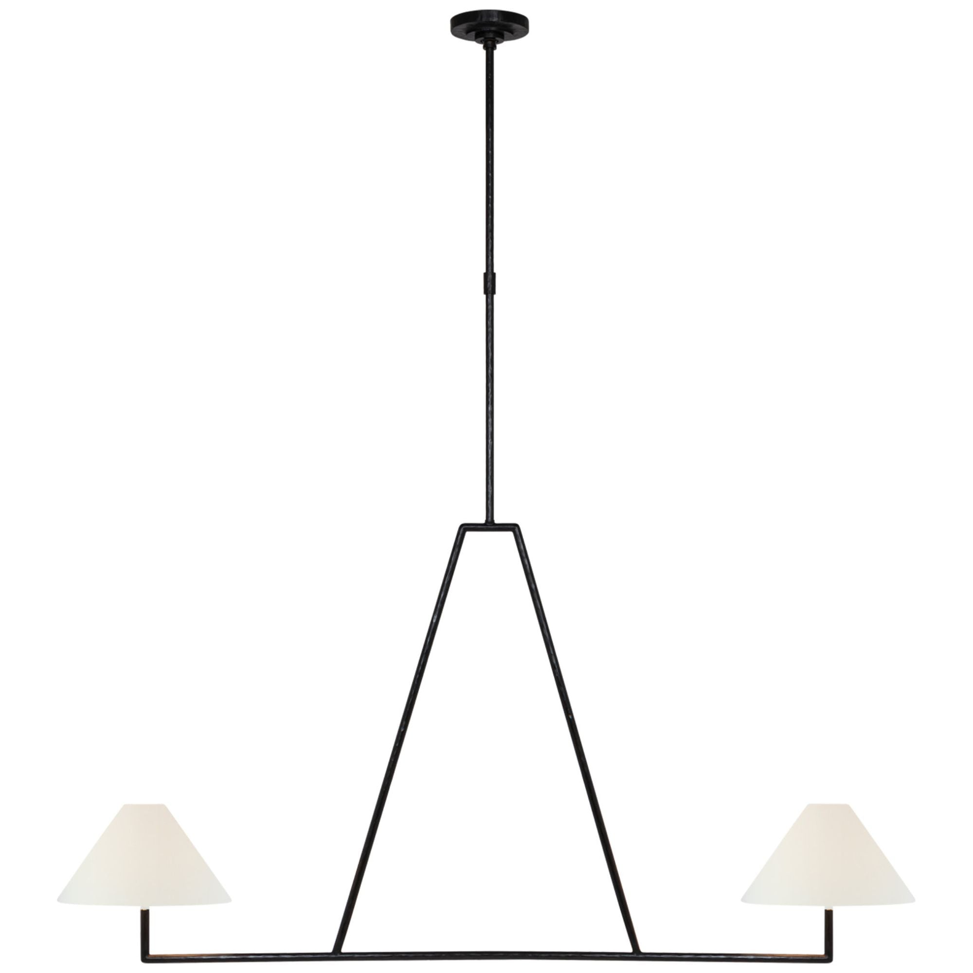 Chapman & Myers Ashton 59" Sculpted Chandelier in Aged Iron with Linen Shades Ceiling Light W58.75"