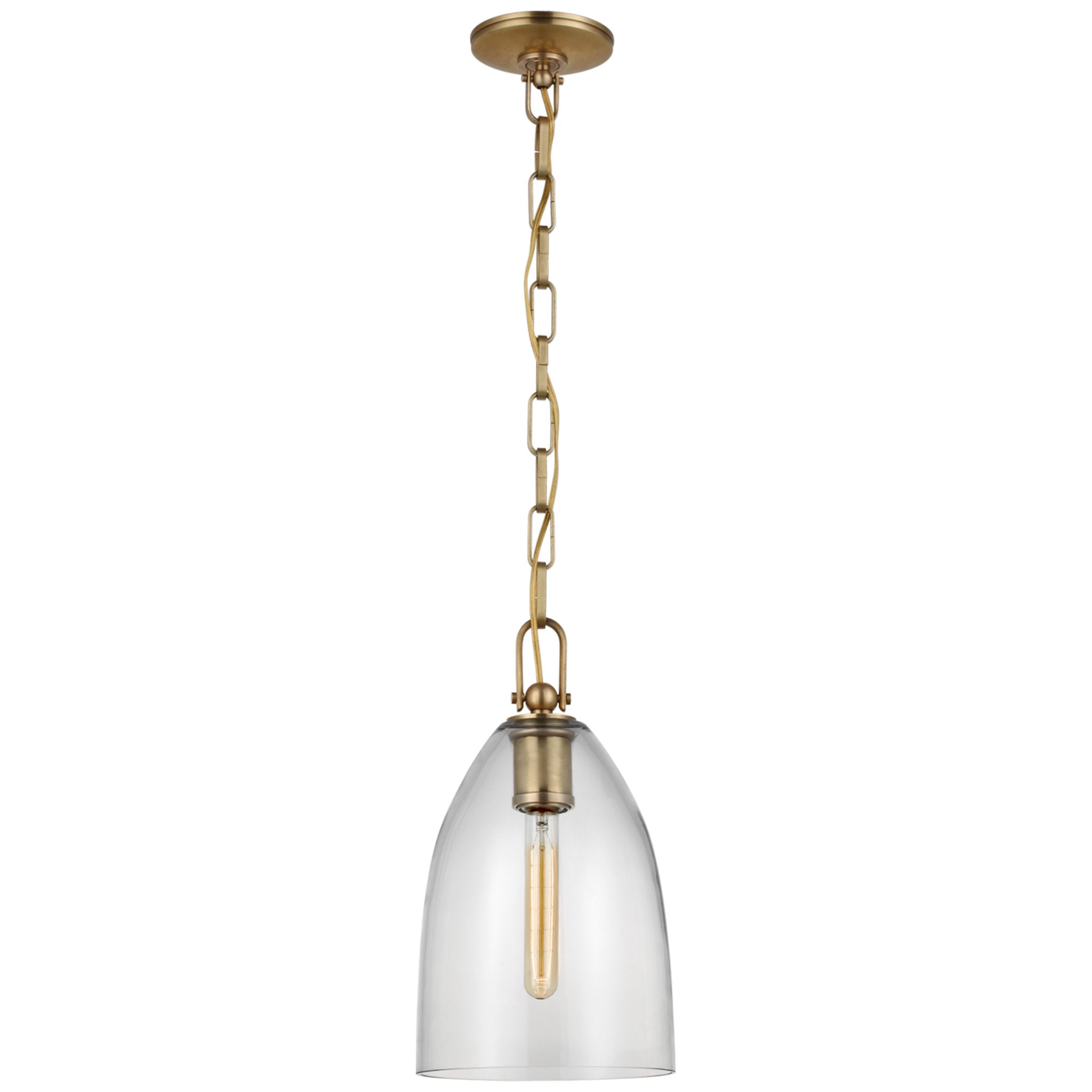 Chapman & Myers Andros Medium Pendant in Antique-Burnished Brass with Clear Glass