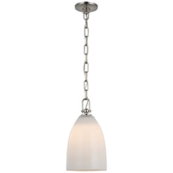 Chapman & Myers Andros Medium Pendant in Polished Nickel with White Glass