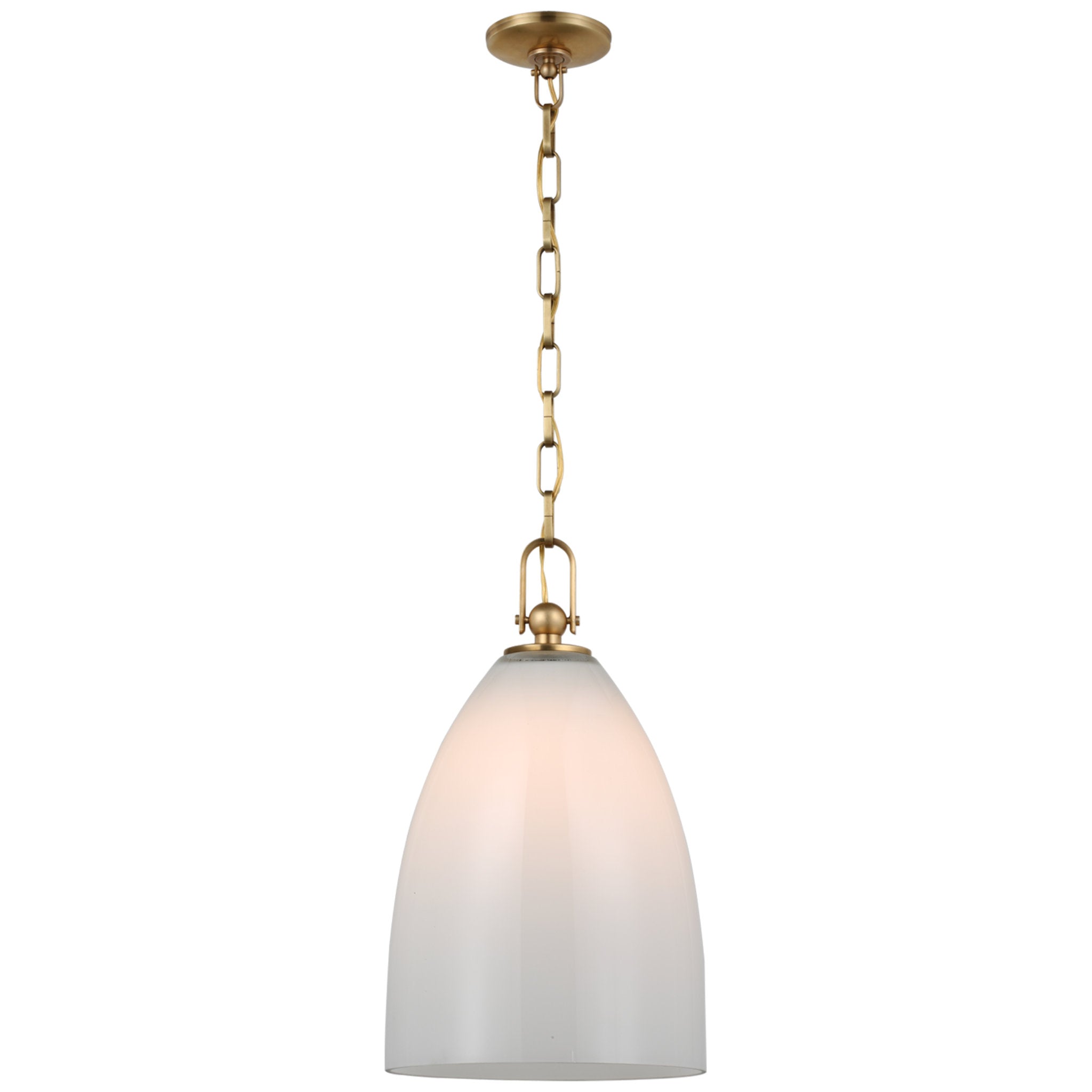 Chapman & Myers Andros Large Pendant in Antique-Burnished Brass with White Glass