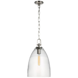 Chapman & Myers Andros Large Pendant in Polished Nickel with Clear Glass