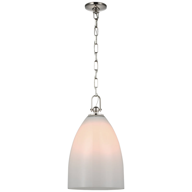 Chapman & Myers Andros Large Pendant in Polished Nickel with White Glass