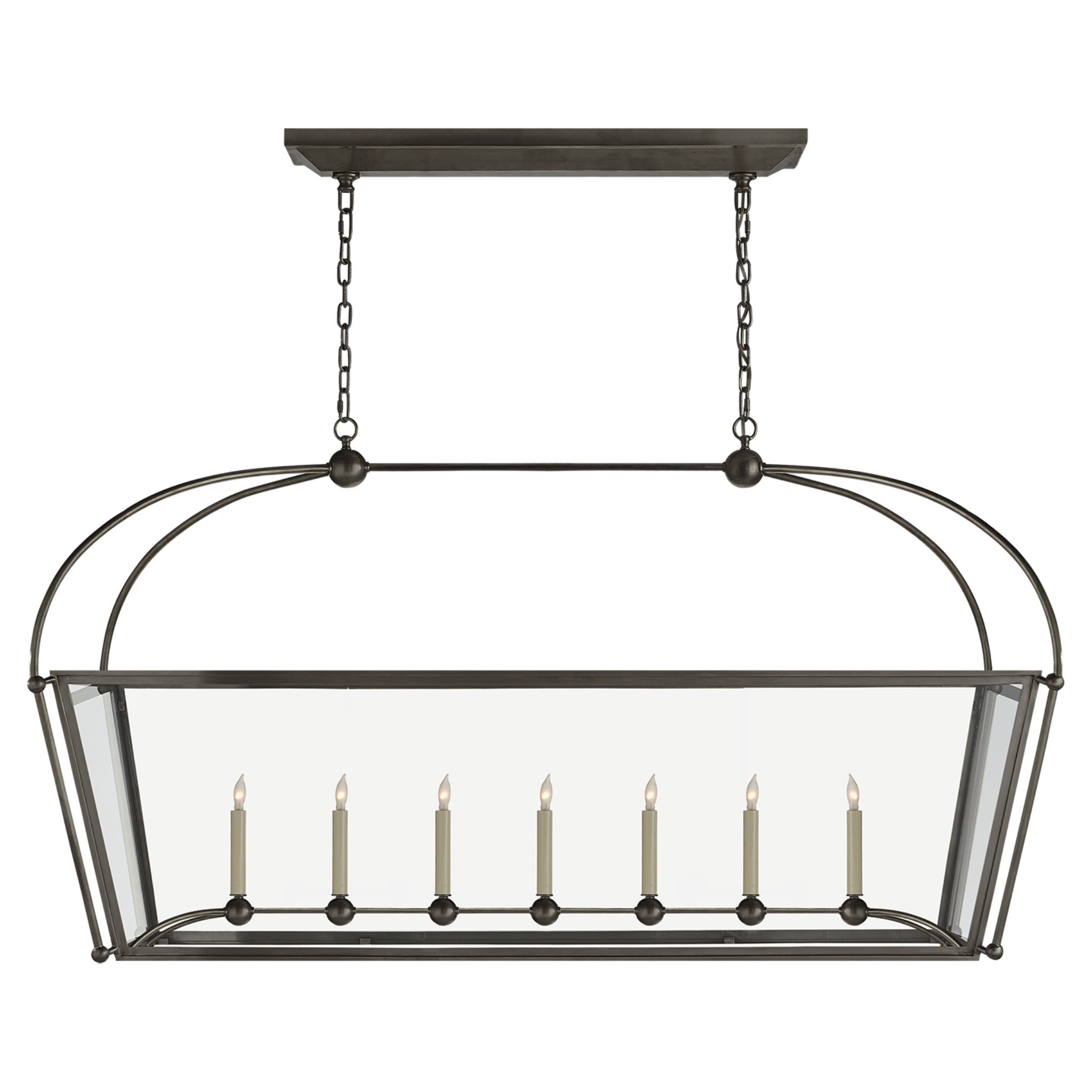 Chapman & Myers Riverside Large Linear Pendant in Bronze with Clear Glass