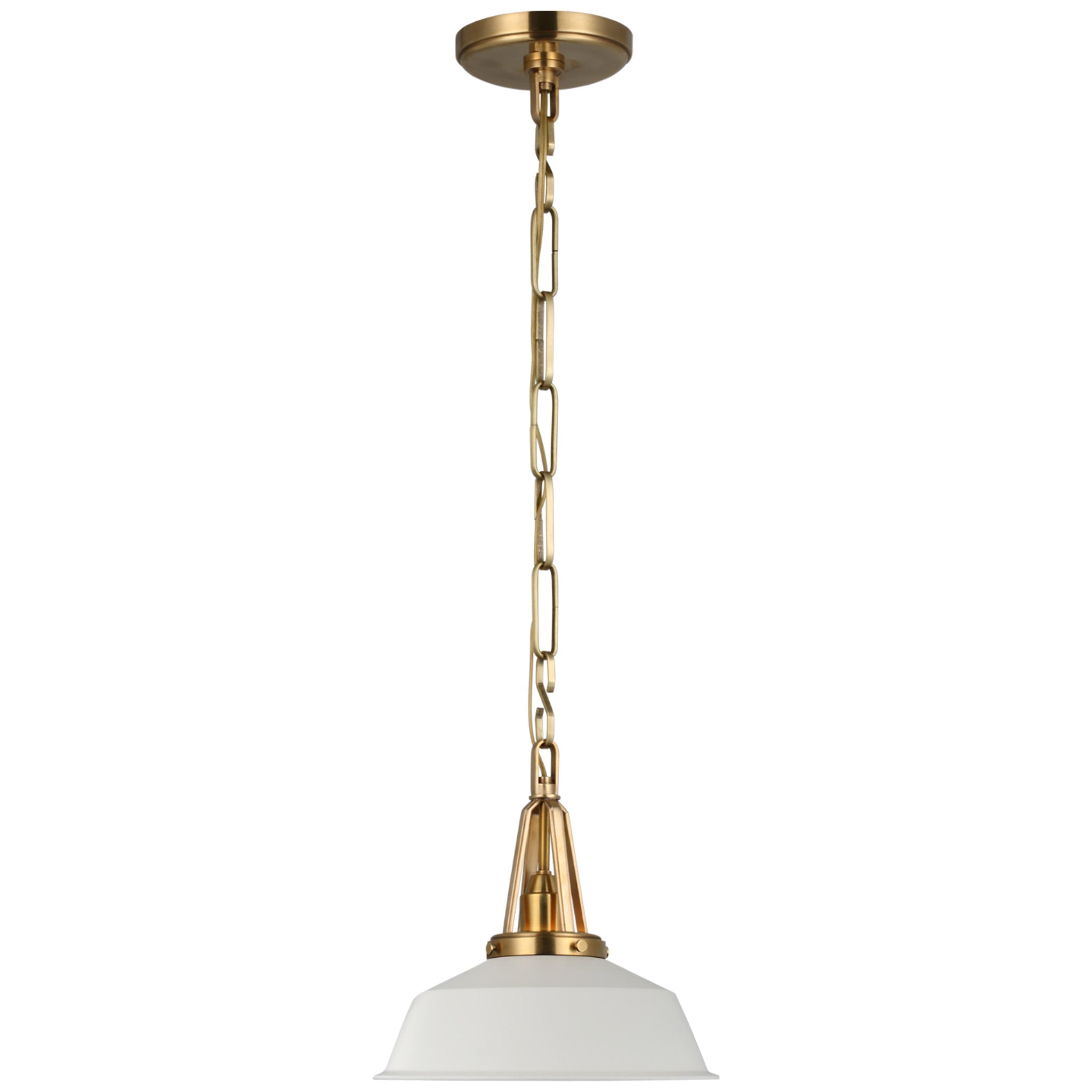 Chapman & Myers Layton 10" Pendant in Antique-Burnished Brass with Matte White shade Ceiling Light W10" x H9.5"