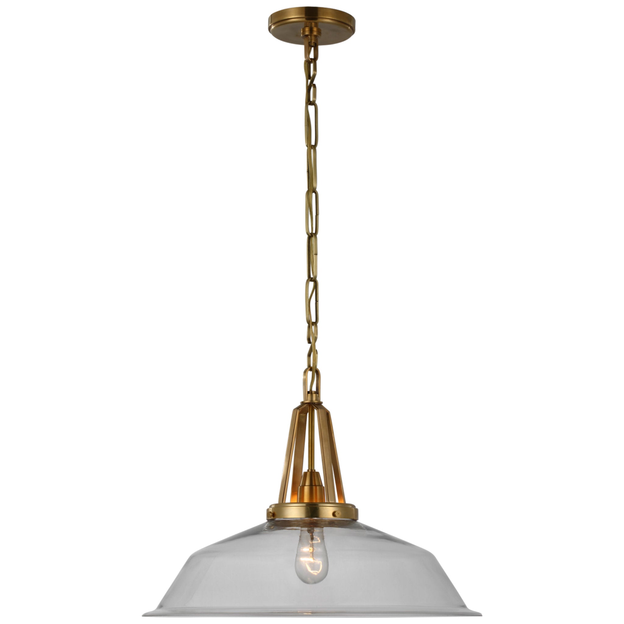 Chapman & Myers Layton 20" Pendant in Antique-Burnished Brass with Clear Glass