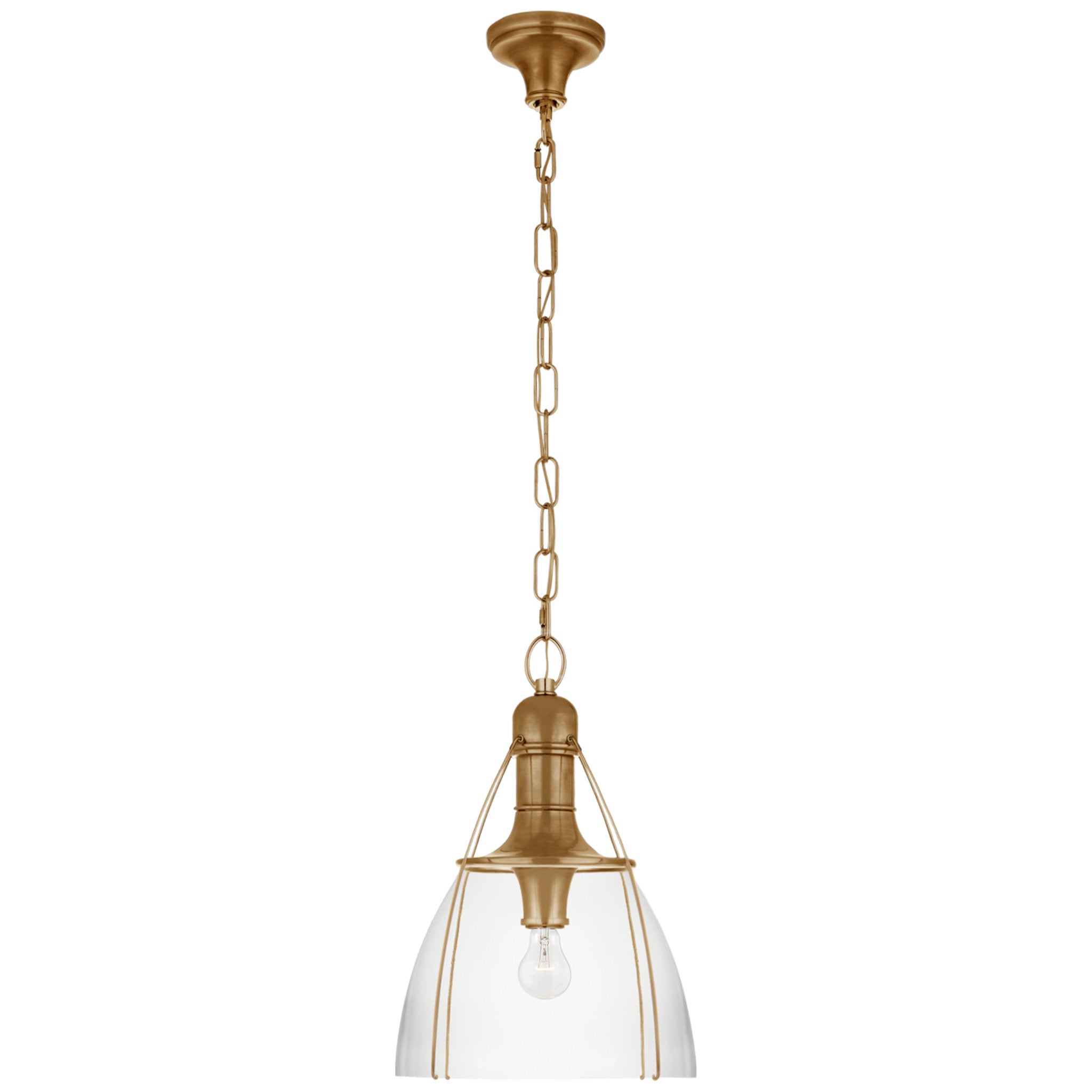 Chapman & Myers Prestwick 14" Pendant in Antique-Burnished Brass with Clear Glass