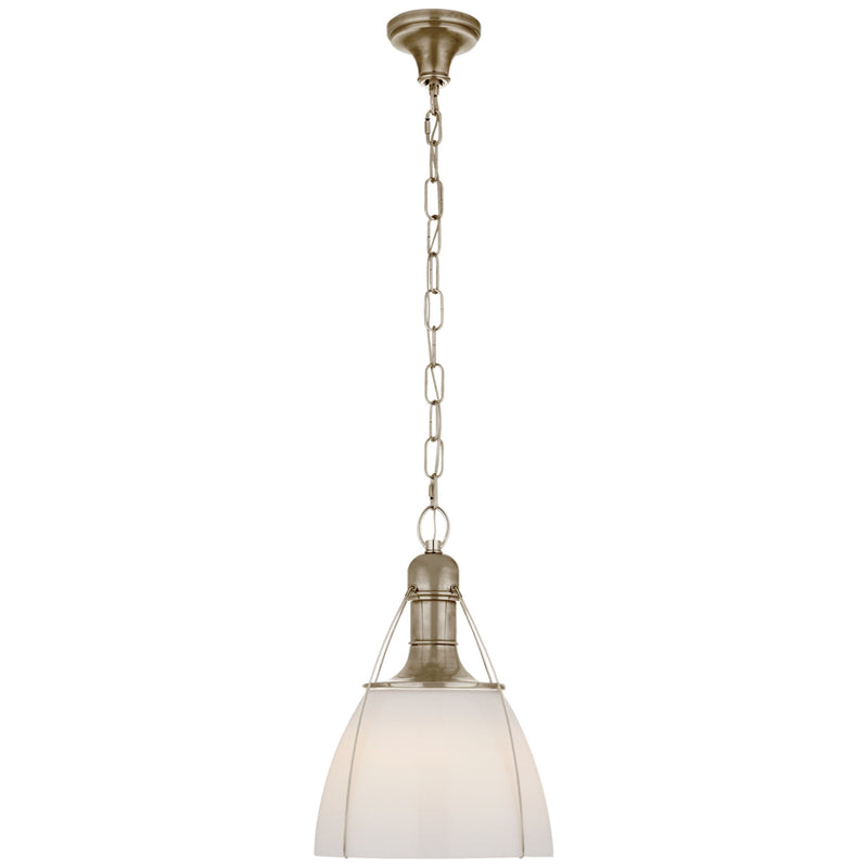 Chapman & Myers Prestwick 14" Pendant in Antique Nickel with White Glass